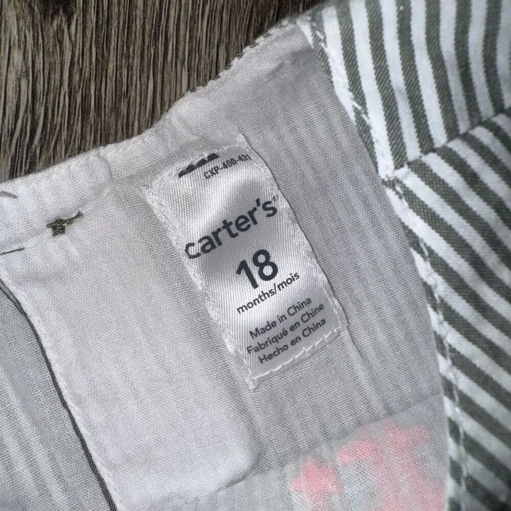 Carter's 18 Months Green Striped Dress